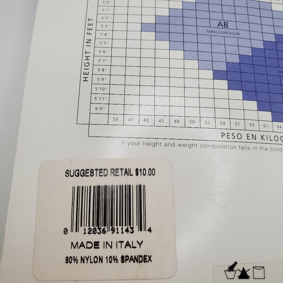 Vintage Hanes Too Black Fishnet Stockings MADE IN ITALY 🇮🇹 size AB chevron Net - Picture 2 of 3